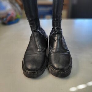 Steve Madden Yairy Black Leather Lug Sole Mid-Calf Chelsea Boots Women's 8M